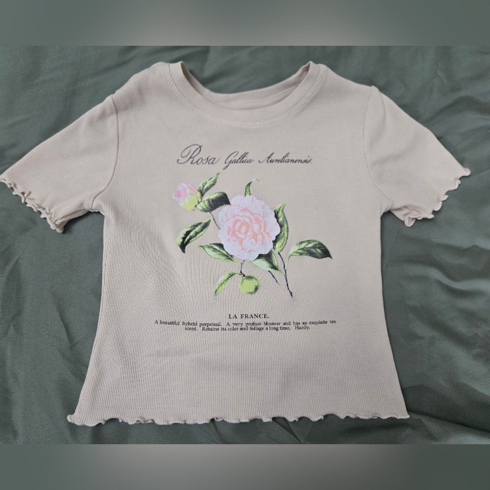 Grayson Threads Floral Beige Kids Top Size S